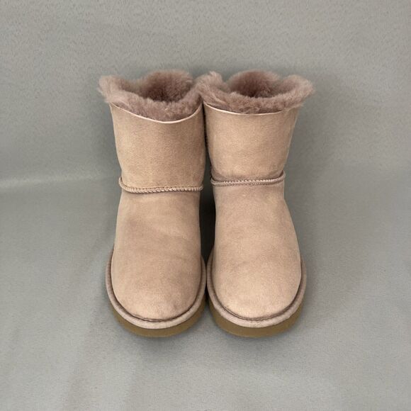 Womens Uggs Boots Bailey Bow Tulle Mini Dusk Pink Purple Sz 6 Fits 7 Suede Rare - Picture 5 of 16